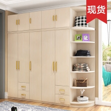 拉门衣柜 组合衣柜 木质衣橱大衣柜 卧室家具整体衣柜 银橡木色 4门